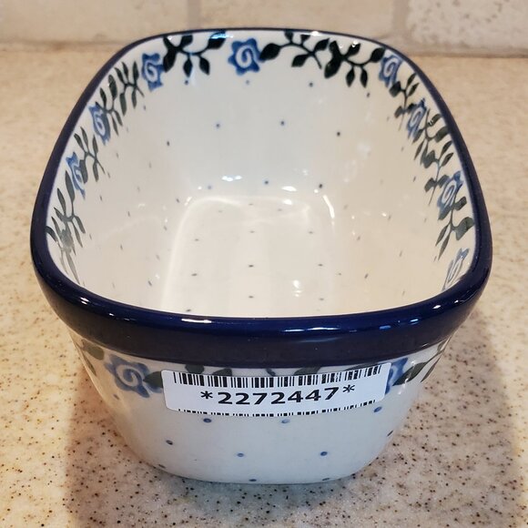 NWT Ceramika Artystyczna Mini Loaf Pan in Blue Rose Vine - Picture 3 of 7